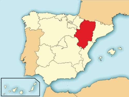 Mapa de localización de Aragón en España