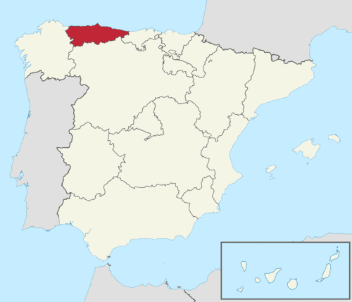 Mapa de localización de Asturias en España
