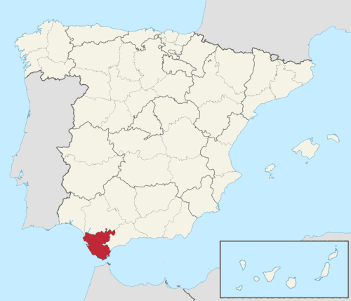 Mapa de localización de Cádiz en España