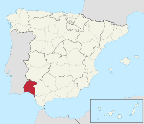 Mapa de localização de Huelva na Espanha