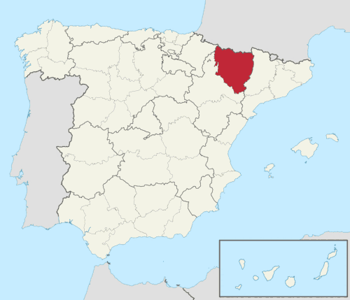 Mapa de localização de Huesca na Espanha