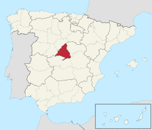 Mapa de localización de Madrid en España