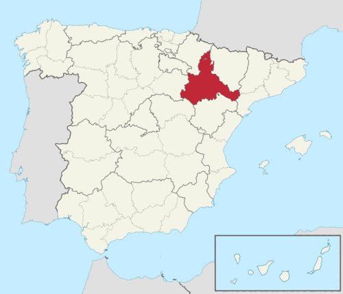 Mapa de localización de Zaragoza en España